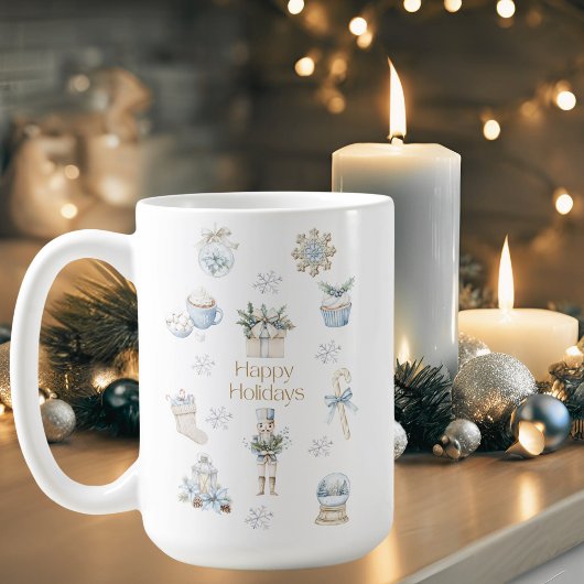Watercolor Winter Blue Happy Holidays Kaffeetasse