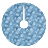 Watercolor Winter Blue Snowflake Polyester Weihnachtsbaumdecke (Vorderseite)