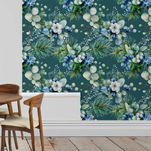 Watercolor Winter BlueBerry Weihnachten Tapete