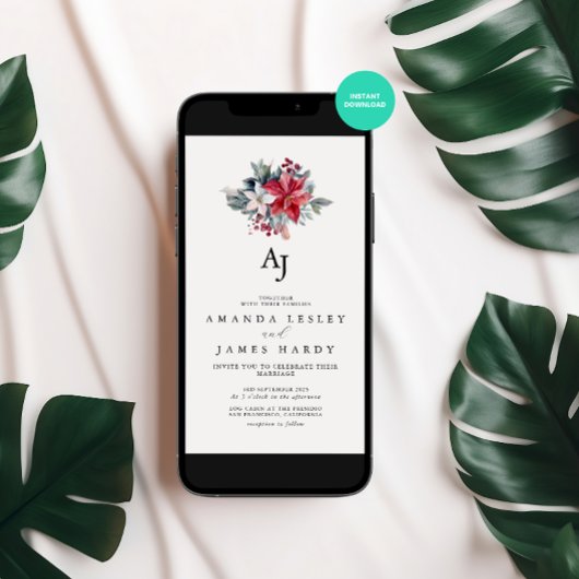 Watercolor Winter Blume Weihnachtsfeier Einladung