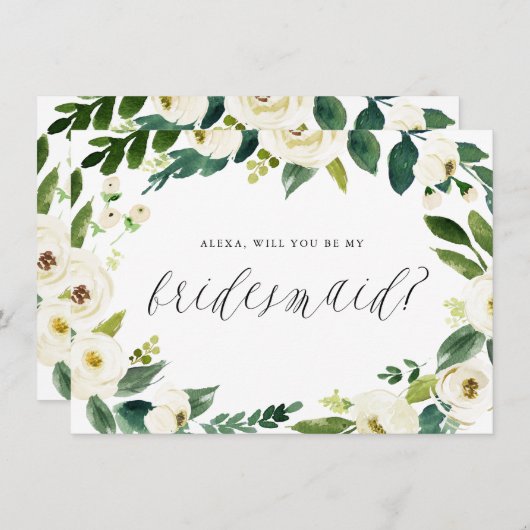 Watercolor Winter Blumenstrauß meine Brautjungfrau (Vorne/Hinten)