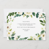 Watercolor Winter Blumenstrauß meine Brautjungfrau (Rückseite)