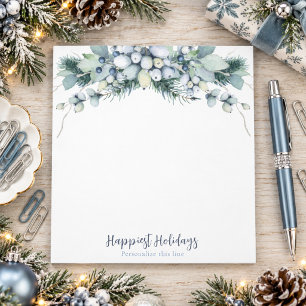 Watercolor Winter Boho Floral Personalisiert Notizblock