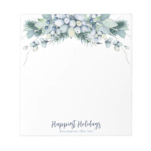 Watercolor Winter Boho Floral Personalisiert Notizblock