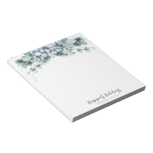 Watercolor Winter Boho Floral Personalized Notizblock (angewinkelt)