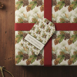 Watercolor Winter Botanical Pattern Geschenkanhänger