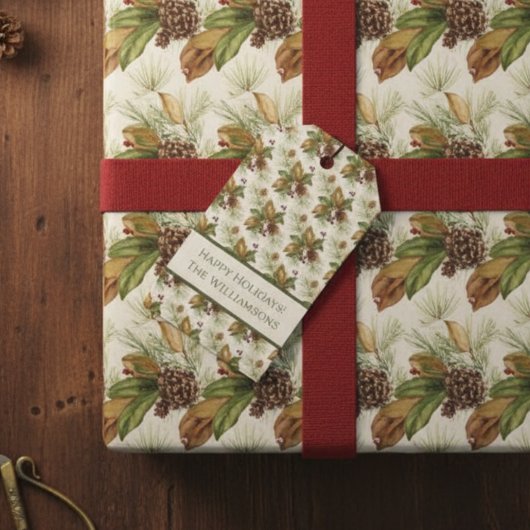 Watercolor Winter Botanical Pattern Geschenkanhänger