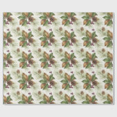 Watercolor Winter Botanical Pattern Geschenkpapier (Flach)
