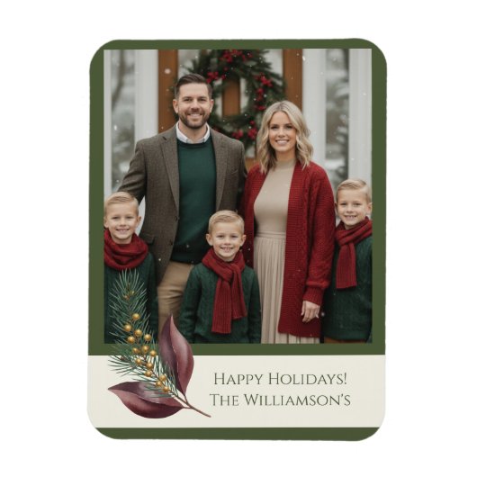 Watercolor Winter Botanical Pattern Magnet (Vertikal)