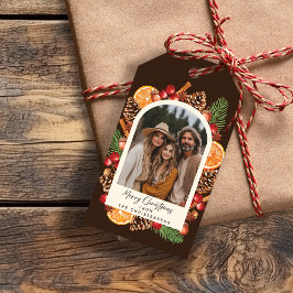 Watercolor Winter Botanisches Foto Weihnachten Geschenkanhänger