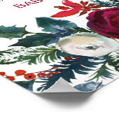 Watercolor Winter Burgund Blume Poster (Ecke)