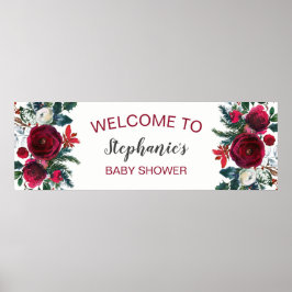 Watercolor Winter Burgund Blume Poster