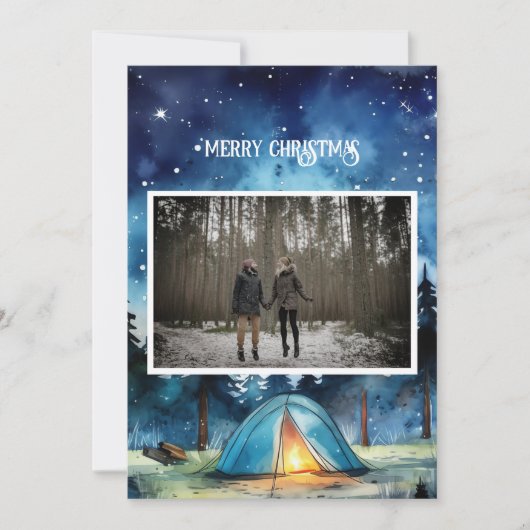 Watercolor Winter Camping Luzern Weihnachten Foto (Vorderseite)