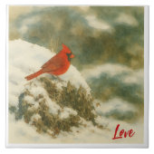 Watercolor Winter Cardinal Fliese (Vorderseite)