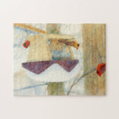Watercolor Winter Cardinals on a Feeder Puzzle (Horizontal)