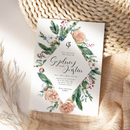 Watercolor Winter Christmas Frame Wedding Party Einladung