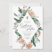 Watercolor Winter Christmas Frame Wedding Party Einladung (Vorderseite)