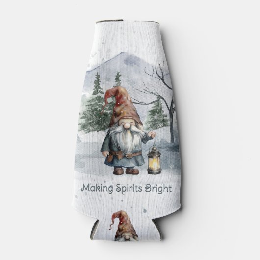 Watercolor Winter Christmas Gnome Flaschenkühler (Vorderseite)