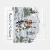 Watercolor Winter Christmas Gnome Fleecedecke (Vorderseite (Horizontal))