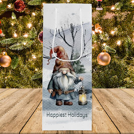 Watercolor Winter Christmas Gnome Geschenktüte Für Weinflaschen