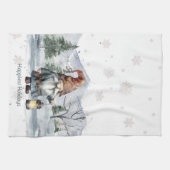 Watercolor Winter Christmas Gnome Geschirrtuch (Horizontal)
