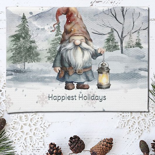 Watercolor Winter Christmas Gnome Geschirrtuch