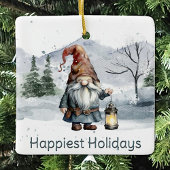 Watercolor Winter Christmas Gnome Keramikornament