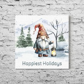 Watercolor Winter Christmas Gnome Leinwanddruck