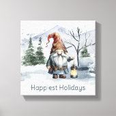 Watercolor Winter Christmas Gnome Leinwanddruck (Vorderseite)