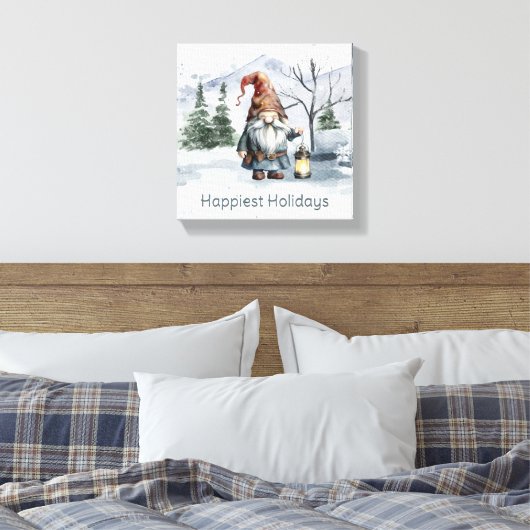 Watercolor Winter Christmas Gnome Leinwanddruck (Insitu (Schlafzimmer))