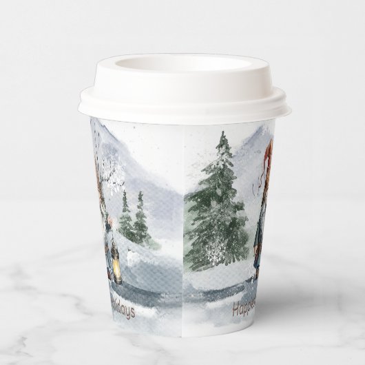 Watercolor Winter Christmas Gnome Pappbecher (Rechts)