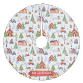 Watercolor Winter Christmas Objects Pattern Fleece Weihnachtsbaumdecke (Vorderseite)