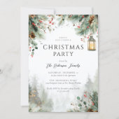 Watercolor Winter Christmas Party Greenery  Einladung (Vorderseite)