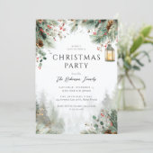 Watercolor Winter Christmas Party Greenery  Einladung (Stehend Vorderseite)