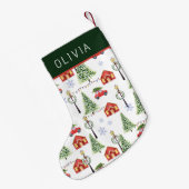 Watercolor Winter Christmas Tree Custom Name Kleiner Weihnachtsstrumpf (Rückseite (Hängend))