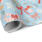 Watercolor Winter Christmas Wrapping Paper Roll Geschenkpapier (Rolleneckpunkt)