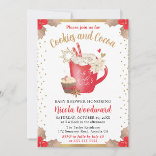 Watercolor-Winter-Cookies und Kakao-Baby-Shower Einladung
