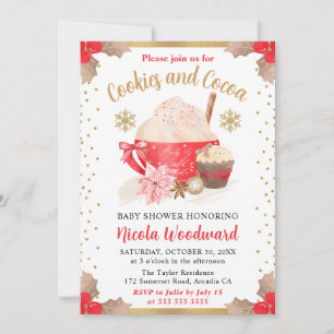 Watercolor-Winter-Cookies und Kakao-Baby-Shower Einladung