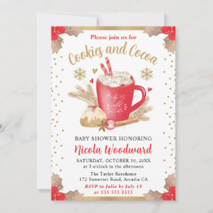 Watercolor-Winter-Cookies und Kakao-Baby-Shower Einladung