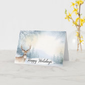Watercolor Winter Deer Happy Holidays Card Karte (Gelbe Blume)