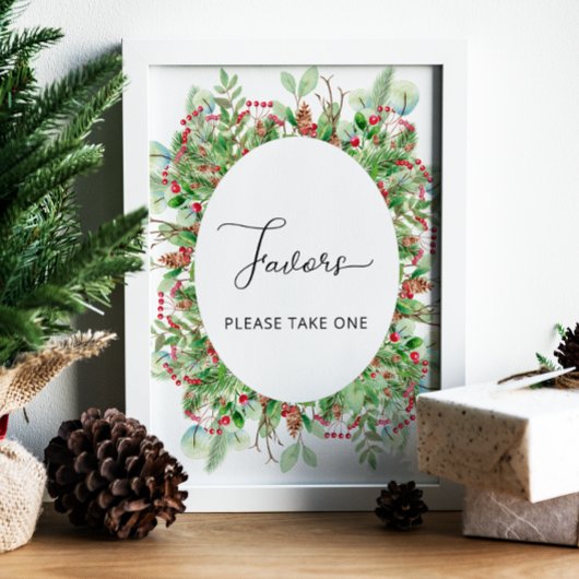 Watercolor Winter Evergreen Favorit Poster