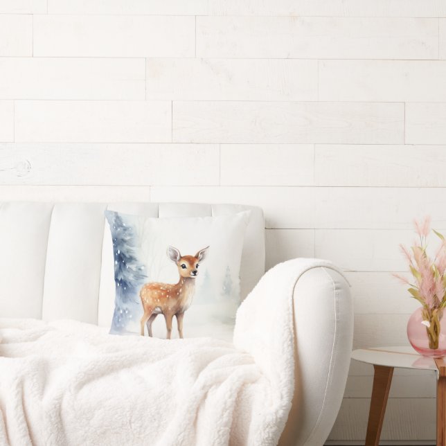 Watercolor Winter Fawn Kissen (Liege)