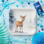 Watercolor Winter Fawn Pappteller (Party)