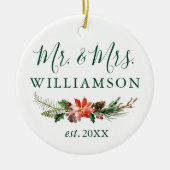 Watercolor Winter Floral FOTO BACK Keramik Ornament (Vorne)