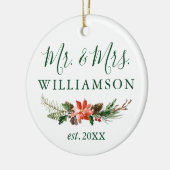 Watercolor Winter Floral FOTO BACK Keramik Ornament (Links)