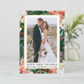 Watercolor Winter Floral Frame Liebe und Danke (Stehend Vorderseite)