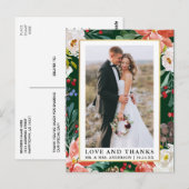 Watercolor Winter Floral Frame Liebe und Danke Postkarte (Vorne/Hinten)