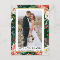 Watercolor Winter Floral Frame Liebe und Danke