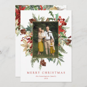 Watercolor Winter Floral Gold Fossil Weihnachten F