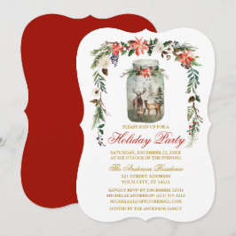 Watercolor Winter Floral Mason Jar Holiday Party Einladung